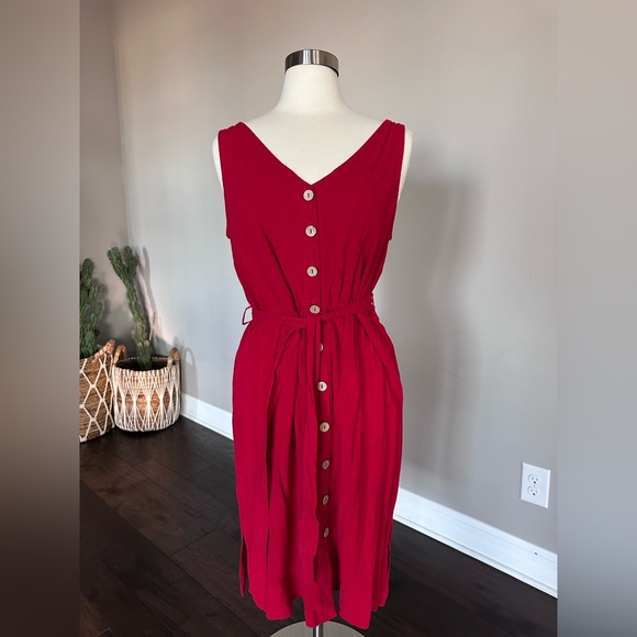 Universal Threads Midi Dress Linen Blend Spring/Summer Red Large NWTs - Picture 1 of 10
